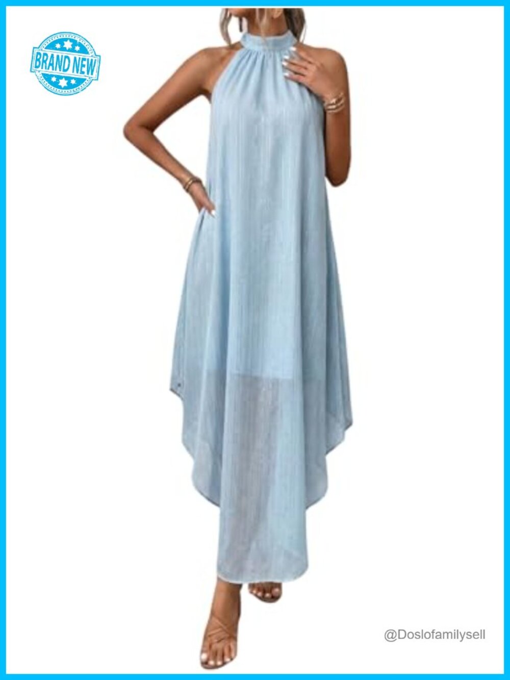 Verdusa Women's Halter Flowy Chiffon Long Formal Dress Sleeveless